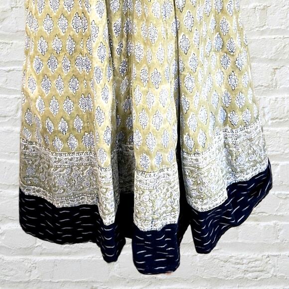 Vintage Indian Block Print Cotton Maxi Dress Cottagecore Prairie, Mint Condition - Picture 6 of 8